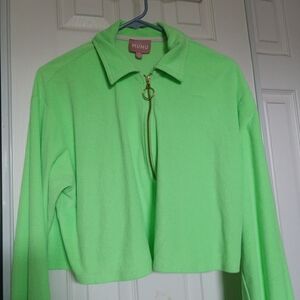 Show Me Your MuMu Women Cropped Sweatshirt  Green Zippered   SZ S Gently Used